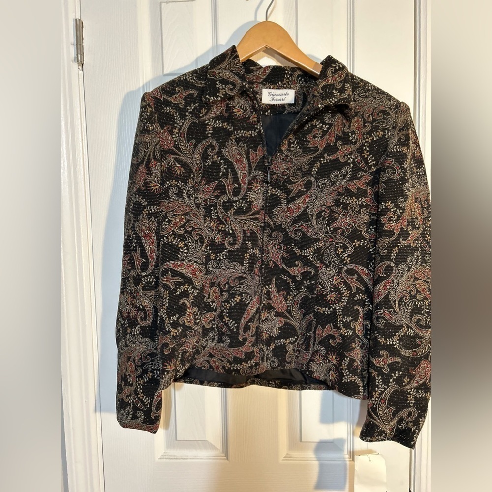NWT Giancarlo Ferrari Paisley Metallic Sparkle, Zipper Jacket